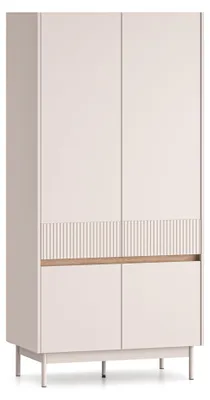 Produktbild von Selsey Dunea – Kleiderschrank 4-türig, Kaschmirgrau/Eichenholzoptik, 92 cm