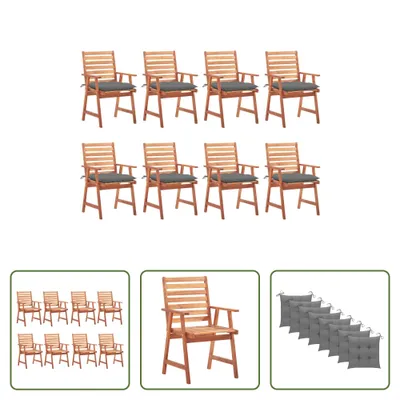 Produktbild von The Living Store Garten-Essstühle 8 Stk. mit Kissen Massivholz Akazie