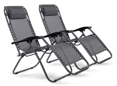 Zdjęcie produktu dla Komplet 2szt Leżak Plażowy Ogrodowy Składany Zero Gravity Antracyt