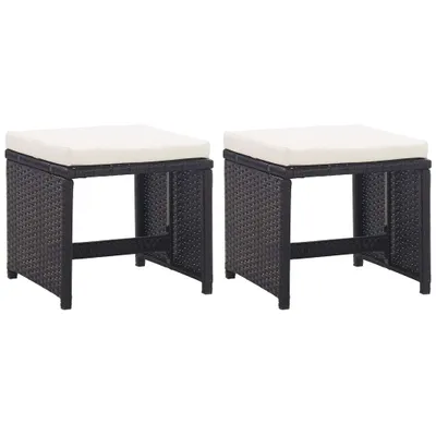 Immagine prodotto di Maison Exclusive - 2 sgabelli da giardino con cuscini di seduta in polyrattan nero