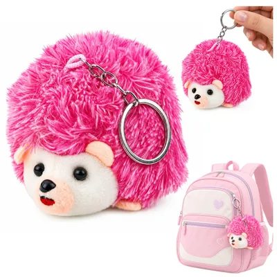 Produktbild von Plüsch-Igel-Maskottchen-Schlüsselanhänger, rosa, 9 cm