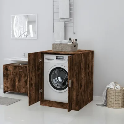 Produktbild von "2026 Aktion" Waschmaschinenschrank - CLORIS - Badezimmerschrank - schlichte Design - Räuchereiche 71x71,5x91,5 cm - NeuMöbel2705156