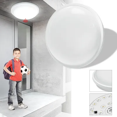 Image de LARS360 LED Blanc froid Plafonnier avec détecteur de mouvement 15W 1500lm Radar Sensor Plafonnier, IP44 Etanche Rond