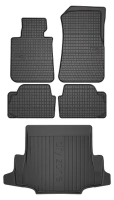 Image de Tapis en caoutchouc + bac de coffre pour BMW 1 E87 2004-2011 (hayon) – 5 pièces, noirs, sur mesure