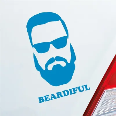 Produktbild von Auto Aufkleber Beardiful Beard Bart Schön Cool Sexy Car 10x16 cm Hellblau Sticker Heckscheibenaufkleber