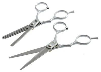 Produktbild von Uniq Friseurscheren Set (2-teilig) - Haarschere und Effilierschere in Silber