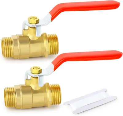 Zdjęcie produktu dla Zawory kulowe mosiężne, 1/2" BSP, 2 sztuki, do instalacji wodociągowych i gazowych