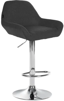 Produktbild von CLP Barhocker höhenverstellbar Braga, Thekenhocker Stoffbezug mit Rückenlehne dunkelgrau Gestell Farbe chrom