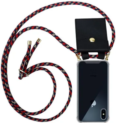 Produktbild von Cadorabo Hülle für Apple iPhone X / XS Schutzhülle in Blau Handy Kette Silikon Kordel abnehmbares Etui