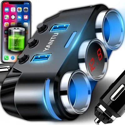 Produktbild von KFZ Auto 3 Steckdose Zigarettenanzünder Verteiler Adapter LED USB Ladegerät USB-Ladegerätadapter für Auto 100W 12V/24V Retoo