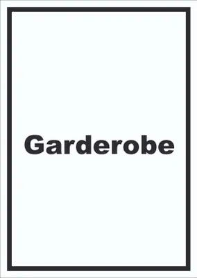 Produktbild von Garderobe Schild mit Text Kleidung aufbewahren hochkant A6 (105x148mm)