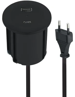 Imagen del producto de Electraline: Pasacables para mesa, enchufe empotrado/fila de enchufes para mesa/enchufe para mesa