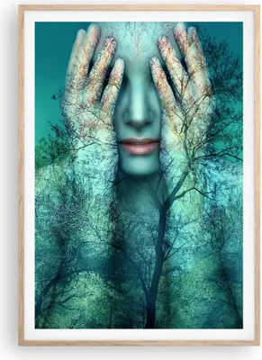 Produktbild von Gerahmtes Poster - Rahmen in heller Eiche - Frau Natur Grafik - 70x100 cm - Wand Bild - Wanddeko - Wandbilder - Wandposter - Bilderrahmen - Bilder - Kunstdruck - Wandbild - P2NPA70x100-4254