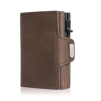 Produktbild von Slim Wallet Herren mit RFID-Schutz – Kompakte Geldbörse & Kartenetui im Vintage-Stil dunkelbraun