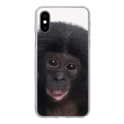 Produktbild von MuchoWow® Handyhülle Schutzhülle Hülle für iPhone X Affe - Schimpanse - Porträt - Kinder - Jungen - Mädchen Silikon Softcase Handy Hülle - Handyhülle