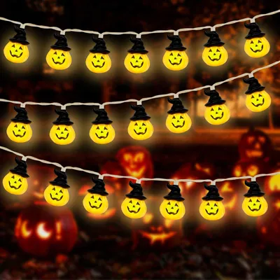 Halloween-Lichterkette 300 cm, 20 Kürbis-LEDs, wasserdicht