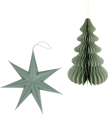 Produktbild von Weihnachtsdeko Weihnachten zum Aufhängen Salbeigrün 2er Set