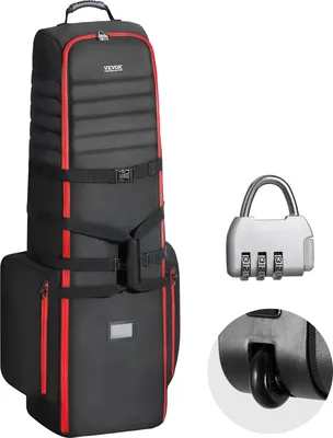 Zdjęcie produktu dla Torba podróżna VEVOR Golf, miękki pokrowiec zewnętrzny, wodoodporny, poliester Oxford 1800D, wyściełany i na kółkach, składany do przechowywania kijów golfowych w liniach lotniczych, 520 x 450 x 1420 mm