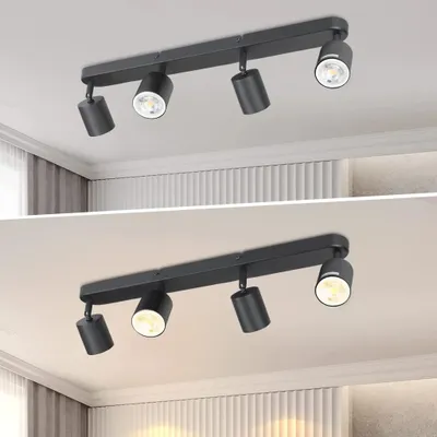 Produktbild von ZMH LED Deckenleuchte Schwarz 4 Flammig Deckenlampe 2ER Deckenstrahler Modern GU10 Metall Deckenspots Schwenkbar 330° für Wohnzimmer Schlafzimmer Flur