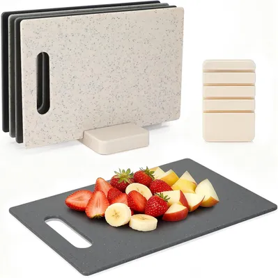 Produktbild von Schneidebrett Set 4-teilig, 28 x 18 cm, Kunststoff, beidseitig, für Küche