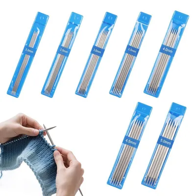 Produktbild von Stricknadeln Set 35 Stück Doppelspitzen 15cm Nadelspiel 2,0-5,0 mm Edelstahl für Socken