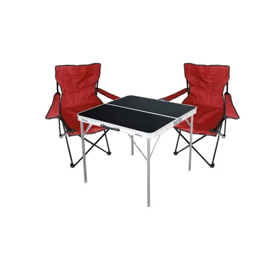 3-teiliges Campingmöbel Set rot Tisch + 2 Campingstühle mit Tasche