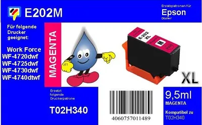 Produktbild von E202XL - magenta - TiDis Druckerpatrone mit 9,5ml Inhalt - ersetzt T02H340