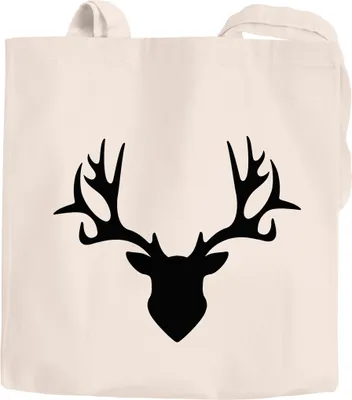 Produktbild von Jutebeutel Hirsch-Geweih Silhouette Einkaufstasche Stofftasche Moonworks® natur 2 lange Henkel