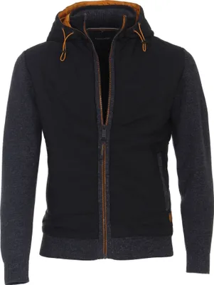 Produktbild von CASAMODA - Herren Strickjacke mit abnehmbarer Kapuze (423950200), Größe: M, Farbe: Dunkelblau (135)