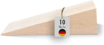 Imagen del producto de Cuñas de madera de haya, 10 unidades, 90 x 30 x 25 mm, para montaje de muebles