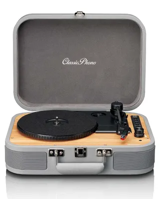 Produktbild von Classic Phono TT-116GY - Retro Plattenspieler mit Bluetooth® und integrierten Lautsprechern - Grau