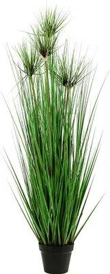 Produktbild von Dehner Kunstpflanze Gras mit Topf, 120 x 55 x 60 cm, Kunststoff/Polypropylen, grün/schwarz