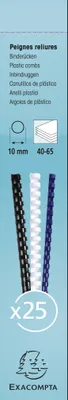 Obrázok produktu pre Exacompta 76301E Viazacie špirály 10 mm čierne PVC 25 kusov DIN A4 A3 formát na šírku