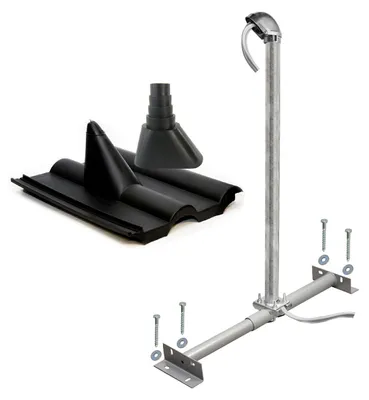 Produktbild von SkyRevolt Dachsparrenhalter Montageset | Frankfurter-Ziegel schwarz ALU-Mastkappe