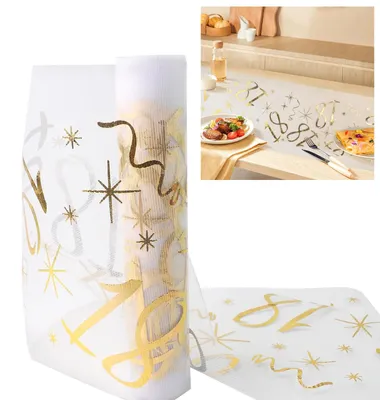 Tafelloper 18. Geburtstag, Gold, 10 m x 20 cm, zuschneidbar