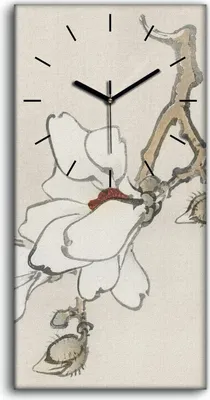 Produktbild von Dekor Leinwand Uhr Wandbilder 30x60 Malerei Asiatische Zweig Florale Blumen - schwarze Hände