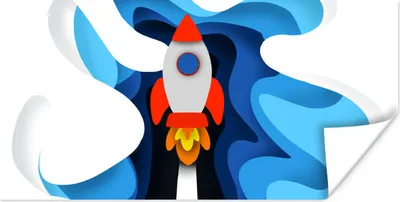 Produktbild von MuchoWow® Poster Illustration - Kinder - Rakete 160x80 cm - Foto Poster