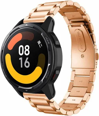 Produktbild von Strap-it Stahlarmband - Kompatibel mit Xiaomi Watch S1 Armband Ersatzarmband Edelstahl - Gliederarmband mit Faltschließe - Hochwertiges Material - für Smartwatch 22mm Armband Rosa Gold