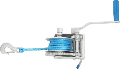 Produktbild von Handseilwinde - Manuelle Boots- und Trailerwinde - 8 m Seil - 3 Gangübersetzungen - 2000 kg Zugkraft - Sperrfunktion