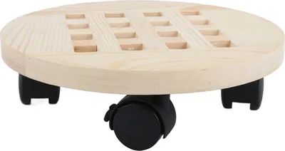 Image de Bac à fleurs mobile en bois avec 6 roues Rotation à 360 degrés Support à plantes pour la maison