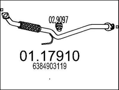 Produktbild von MTS Abgasrohr Auspuffrohr passend für MERCEDES-BENZ VITO Bus (638) Vorne 01.17910