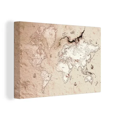 Zdjęcie produktu dla OneMillionCanvasses® - Wydruki na płótnie - 140x90 cm, mapa - świat - vintage, grafika ścienna dekoracja ścienna