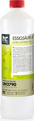 Produktbild von 1x1 L Höfer Chemie® hochprozentige Essigsäure 60% zur Entkalkung und Reinigung von Haushaltswaren, in Flaschen