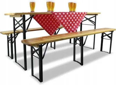 Produktbild von Famanu Klappbare Biertischgarnitur für Garten und Terrasse - Tragbare Tisch- und Bankset