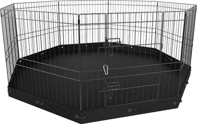 Produktbild von Hundespielplatz, 8-teiliger faltbarer Metall-Hundespielplatz mit Bodenpolster, 24" H Haustierzaun Welpenkäfig Zwinger mit Bodenverankerungen, Indoor-Outdoor-Hundezwinger für kleine bis mittelgroße Haustiere, für Camping, Garten