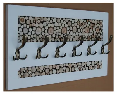 Produktbild von Garderobenleiste 70 x 40 cm im Landhausstil mit 6 Kleiderhaken aus Holz