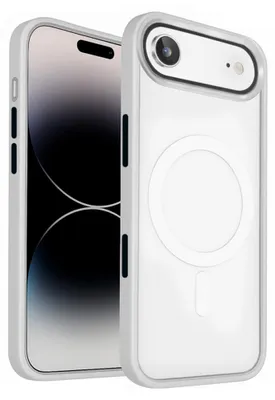 Immagine prodotto di Custodia protettiva per iPhone, compatibile con MagSafe, angoli rinforzati, colore bianco/trasparente