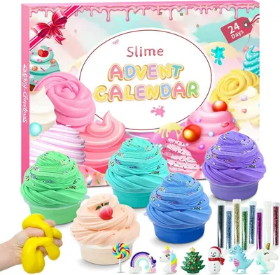 Zdjęcie produktu dla Kalendarz adwentowy Slime 2024 Dzieci Chłopcy Dziewczynki DIY Crystal Slime Boże Narodzenie