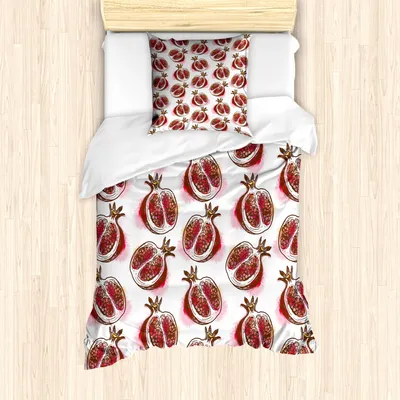 Produktbild von ABAKUHAUS Früchte Mantele, Blühender Granatapfel, Milbensicher Allergiker geeignet mit Kissenbezügen, 135 cm x 200 cm - 80 x 80 cm, Red Umber Rose