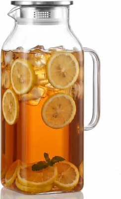 Produktbild von Glasflasche, 2 Liter – hochwertiges Borosilikatglas – mit Deckel – ideal für Getränke